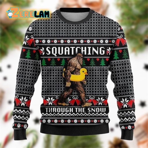 Bigfoot Squatching Duck Ugly Sweater Christmas