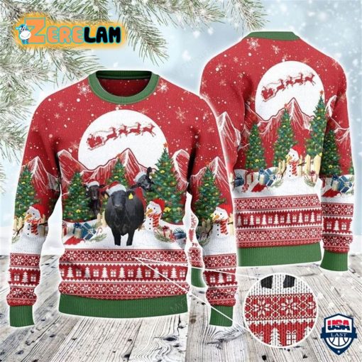 Black Angus Cattle Lovers Christmas Is Coming All Over Print Ugly Sweater