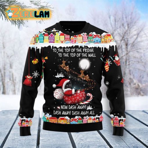 Black Cat Sleigh Christmas Ugly Sweater
