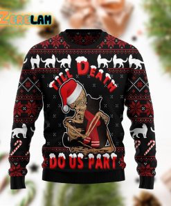 Black Cat Till Death Do Us Part Funny Family Christmas Ugly Sweater