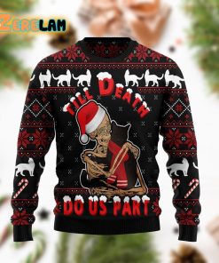 Black Cat Till Death Do Us Part Funny Family Ugly Sweater