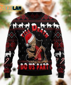 Black Cat Till Death Do Us Part Funny Family Christmas Holiday Ugly Sweater