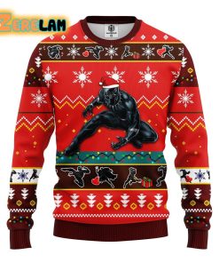 Black Panther Ugly Sweater Red Brown