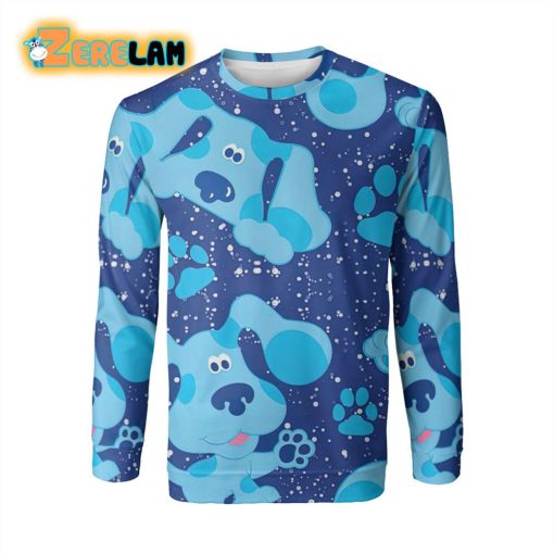 Blues Clues Blue Background 3d Full Over Print Hoodie Sweater