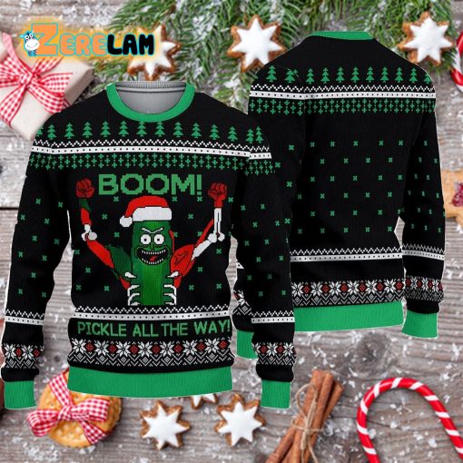 Boom Pickle All The Way Ugly Christmas 3D Sweater