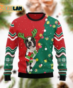 Boston Terrier Christmas Tree Funny Family Christmas Ugly Sweater
