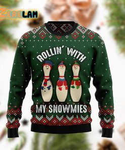 Bowling Rollin’ With My Snowmies Ugly Sweater