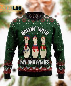 Bowling Rollin’ With My Snowmies Funny Family Ugly Sweater