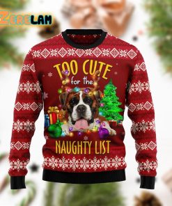 Boxer Too Cute Funny Family Christmas Ugly Sweater