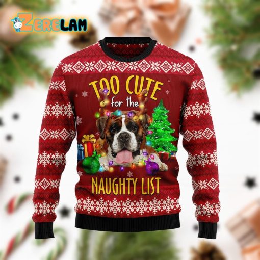 Boxer Too Cute Funny Family Christmas Ugly Sweater