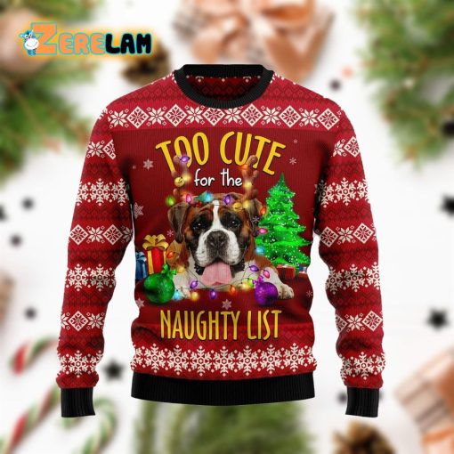 Boxer Too Cute Funny Family Ugly Sweater Christmas