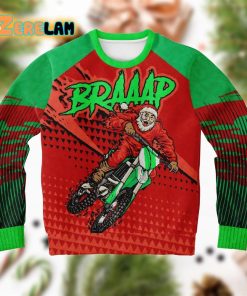 Braaap 25 Motorcross Santa Christmas Ugly Sweater
