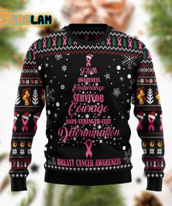 Breast Cancer Hope Strength Cure Christmas Tree Funny Ugly Sweater