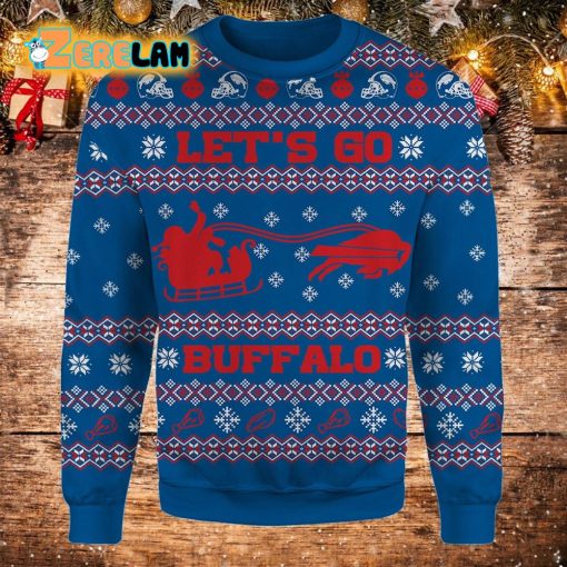 Buffalo Team Lets Go Buffalo Christmas Ugly Sweater