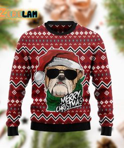 Bulldog Merry Christmas Red Ugly Sweater