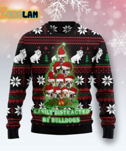 Bulldog Pine Tree Christmas Ugly Sweater Christmas