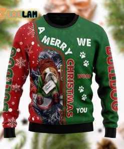 Bulldog Woof Merry Christmas Ugly Sweater