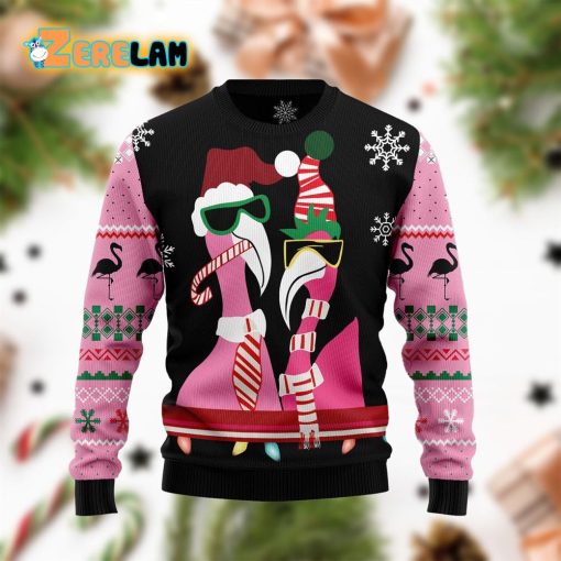 Candy Cane Flamingo Funny Ugly Sweater