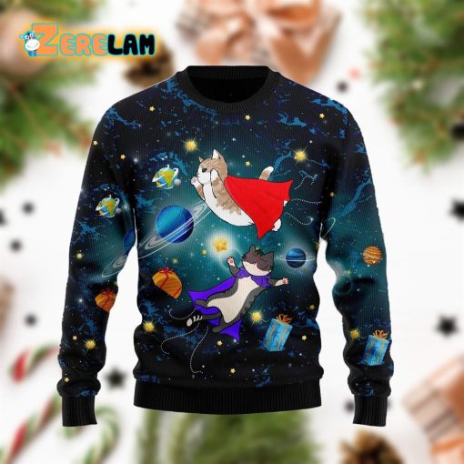 Cat Galaxy Funny Family Christmas Ugly Sweater