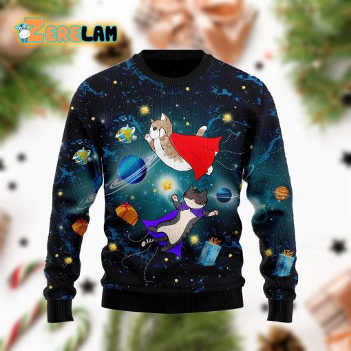 Cat Galaxy Funny Family Christmas Holiday Ugly Sweater