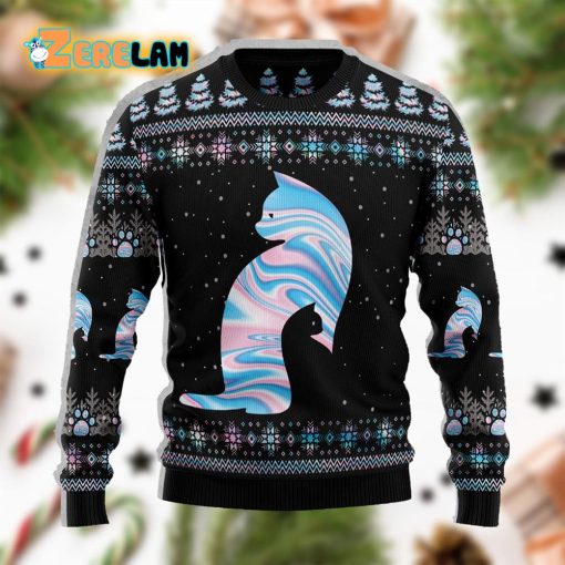 Cat Hologram Funny Family Christmas Holiday Ugly Sweater