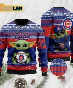 Chicago Cubs Baby Yoda Ugly Christmas Sweater All Over Print Sweatshirt