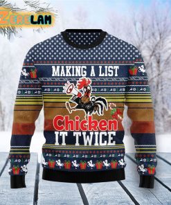 Chicken It Twice Christmas Ugly Sweater