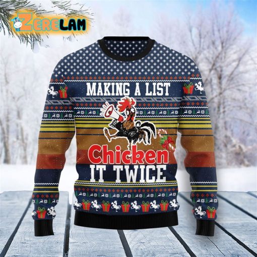 Chicken It Twice Christmas Ugly Sweater
