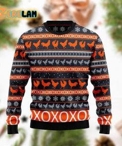 Chicken Merry Christmas Funny Orange Black Ugly Sweater