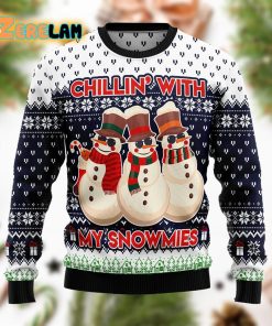 Chillin With My Snowmies Funny Christmas Blue Ugly Sweater