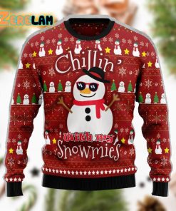 Chillin With My Snowmies Funny Christmas Red Ugly Sweater