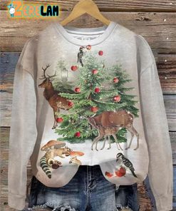 Christmas Animal Mistletoe Print Sweatshirt