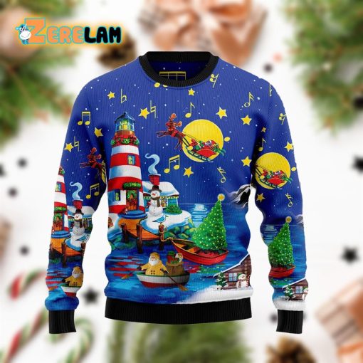 Christmas Lighthouse Ugly Sweater For Men And Women