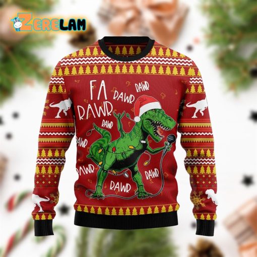 Christmas Singing Dinosaur Ugly Sweater For Men And Women