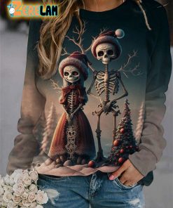 Christmas Skeleton Print Sweatshirt