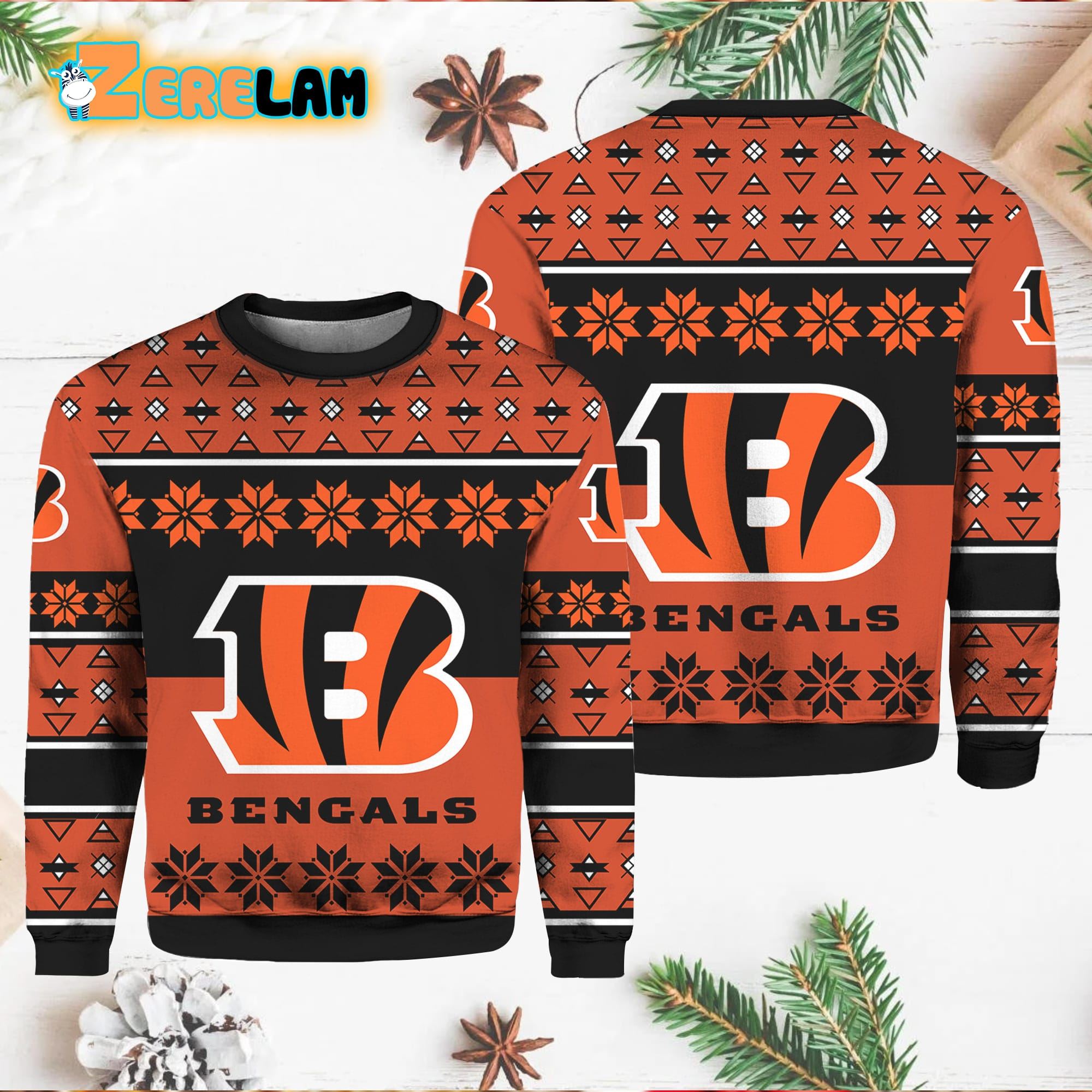 Cincinnati Bengals White 3D Sweater Christmas Gift