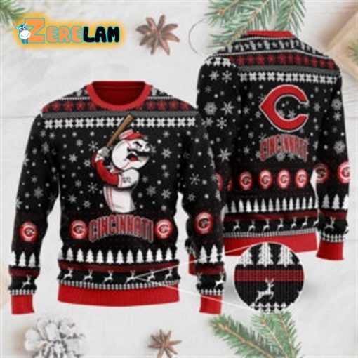 Cincinnati Reds Ugly Sweater Christmas All Over Print Sweatshirt
