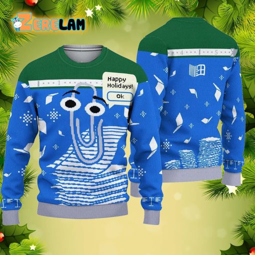 Clippy Is Front And Center On Microsoft’s Latest Holiday Christmas 3D Ugly Sweater