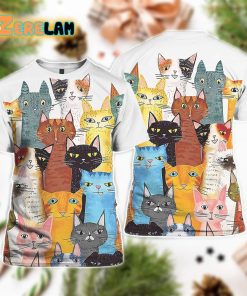 Colorful Cats Print Shirt