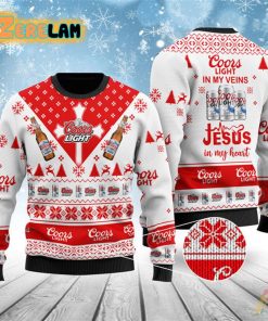 Coors Light In My Veins Jesus In My Heart Ugly Christmas Sweater