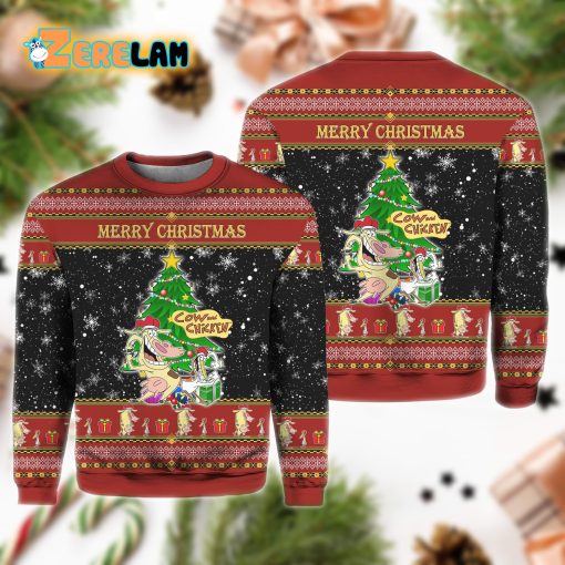 Cow And Chicken Ugly Sweater Christmas