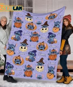 Custom Name Halloween Pumpkin Stitch Blanket
