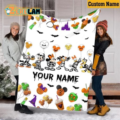 Custom Name Mickey And Friends Halloween Blanket