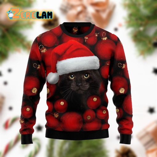 Cute Black Cat Christmas Funny Family Ugly Christmas Holiday Sweater