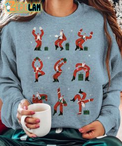 Cute Santa Claus Print Round Neck Long Sleeve Shirt