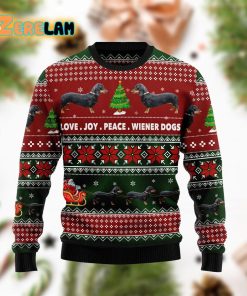 Dachshund Love Joy Peace Christmas Ugly Sweater