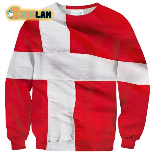 Danish Flag Ugly Sweater All Over Print Sweatshirt