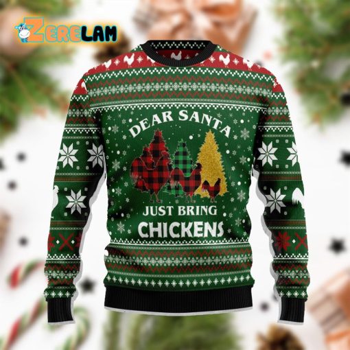 Dear Santa Just Bring Chickens Funny Ugly Sweater