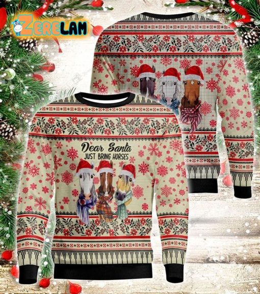 Dear Santa Just Bring Horses For Unisex Ugly Sweater All Over Print Sweatshirt