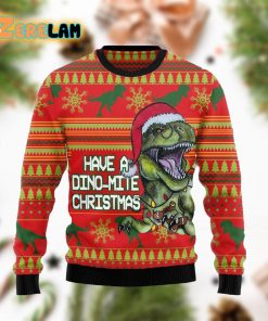 Dinosaur Have A Dino-mite Christmas Funny Red Ugly Sweater